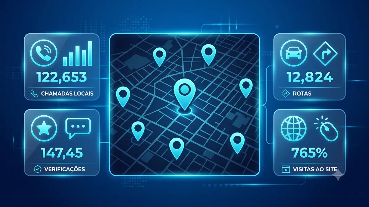 Ilustração vetorial com pino de localização no mapa digital e perfil comercial em tela de smartphone.